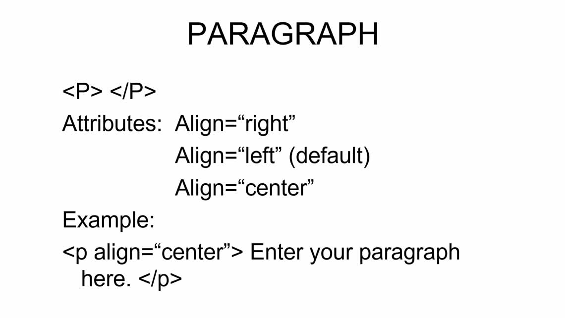HTML Tag Paragraph < P >