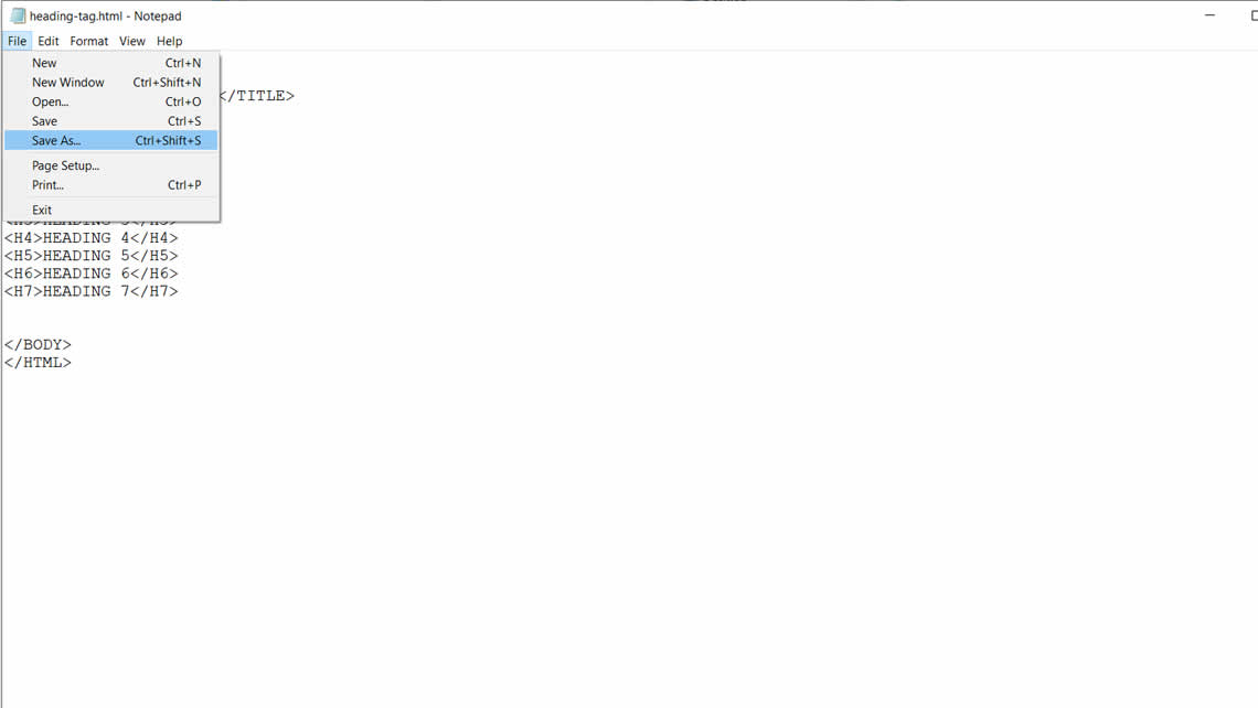 How to save your HTML as a web page.
