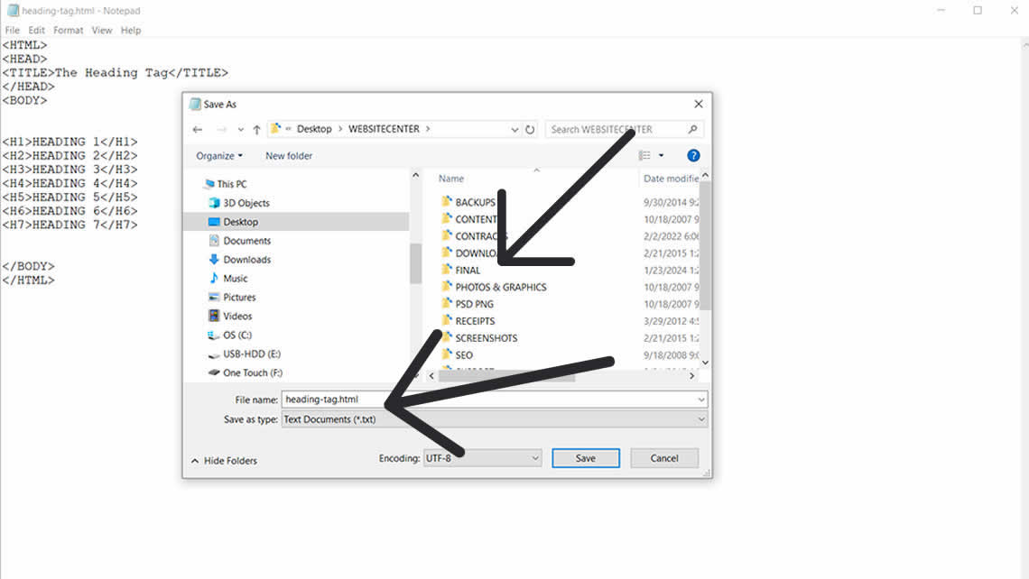 How to save your HTML as a web page.