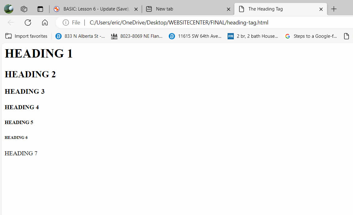 Finished heading-tag web page.