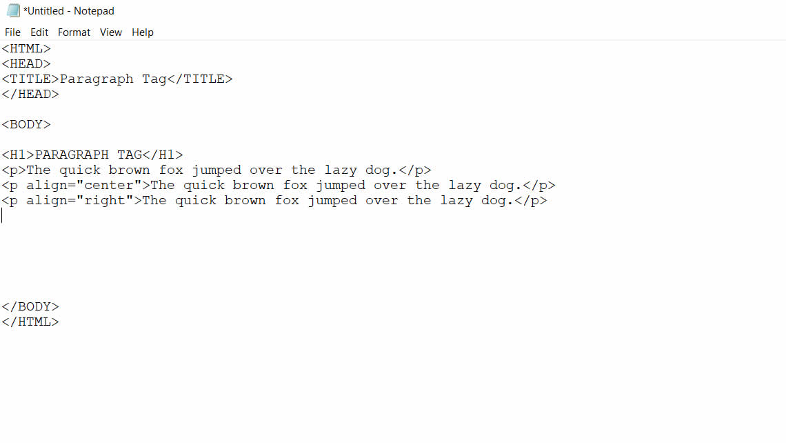 Write the Basic HTML on Notepad